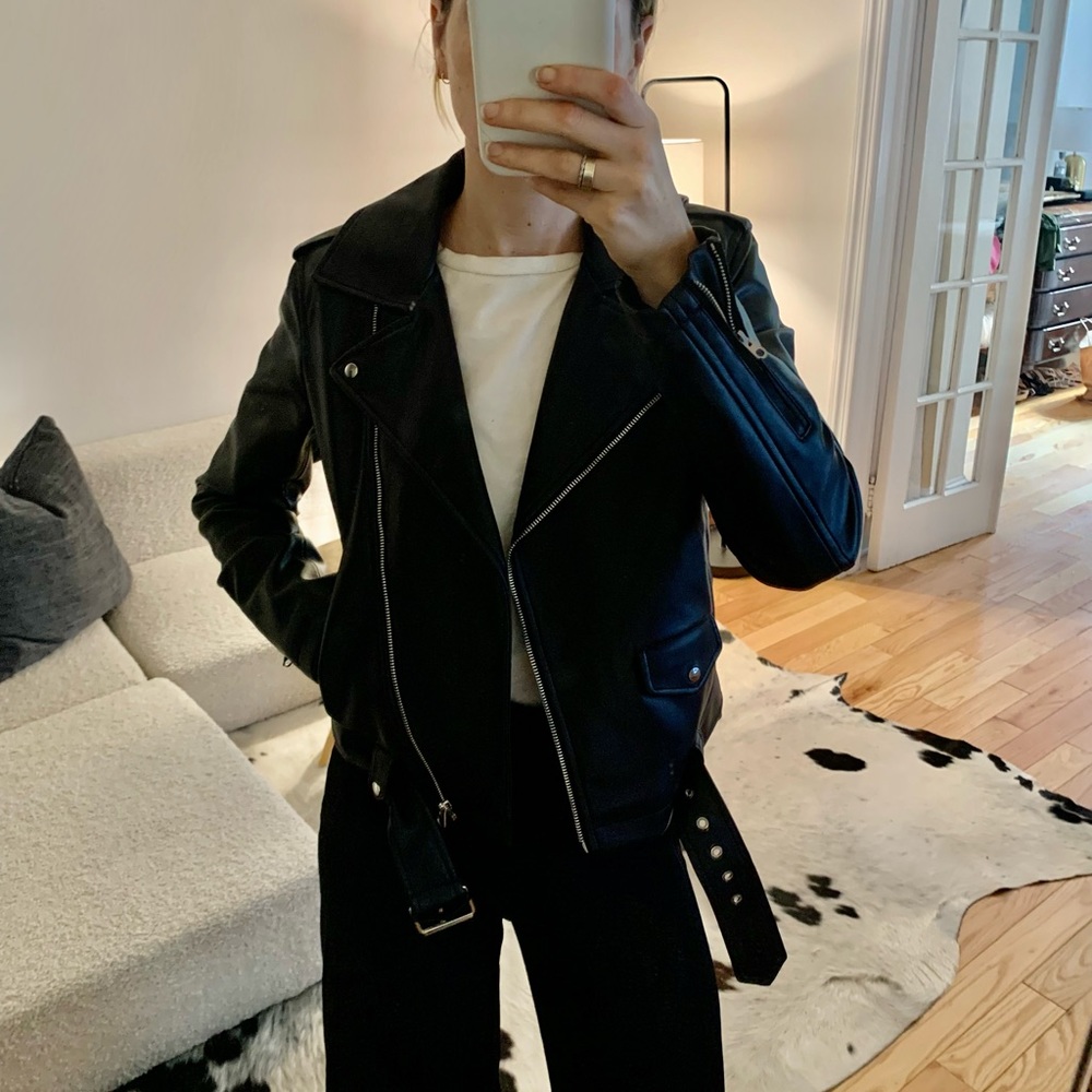 Zara faux leather moto jacket size small